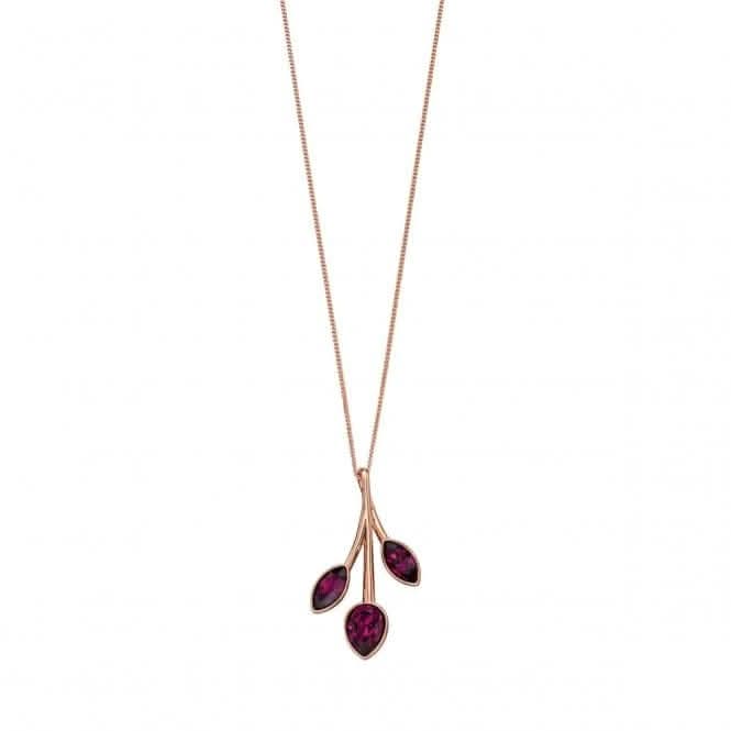 Elements Silver Rose Gold Amethyst Swarovski Swirl Pendant P4709M