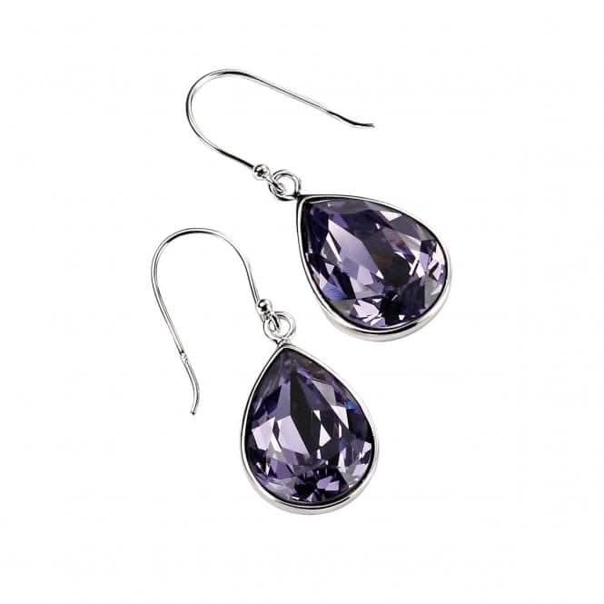 Elements Silver Teardrop Swarovski Tanzanite Colour Crystal Drop Earrings E3347MZ364