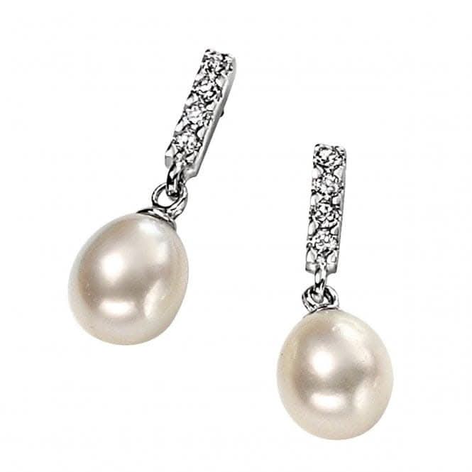 Elements Silver White Pearl Drop Earrings E3385WZ364