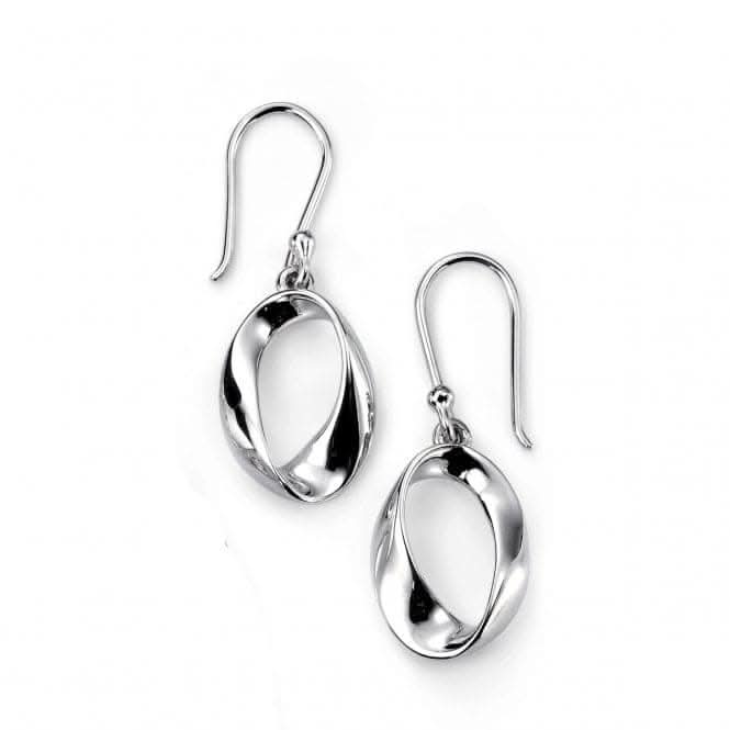 Elements Sterling Silver Open Twist Oval Drop Earrings E4089