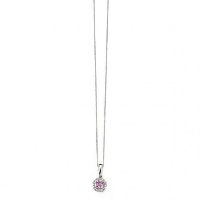 Elements White Gold Pink Sapphire Diamond Cluster Pendant GP882PZ475GN200