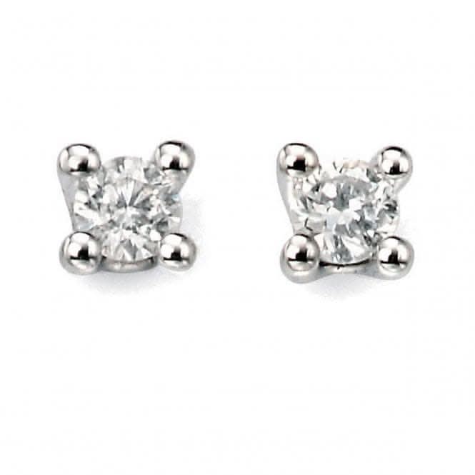 Elements White Gold Solitaire Diamond Earrings GE937Z475