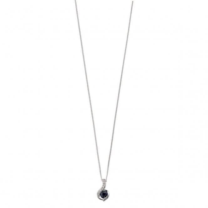 Elements White Gold Swirl Blue Sapphire Diamond Pendant GP881LZ475GN200