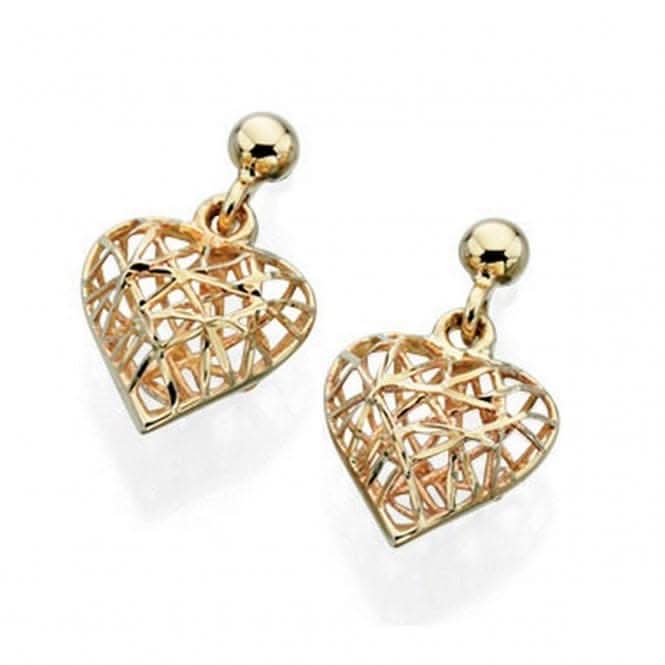 Elements Yellow Gold Caged Heart Stud Earrings GE841Z475