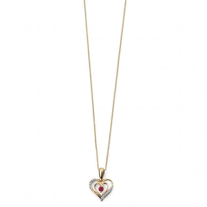 Elements Yellow Gold Ruby Diamond Heart Pendant GP924RZ475GN141