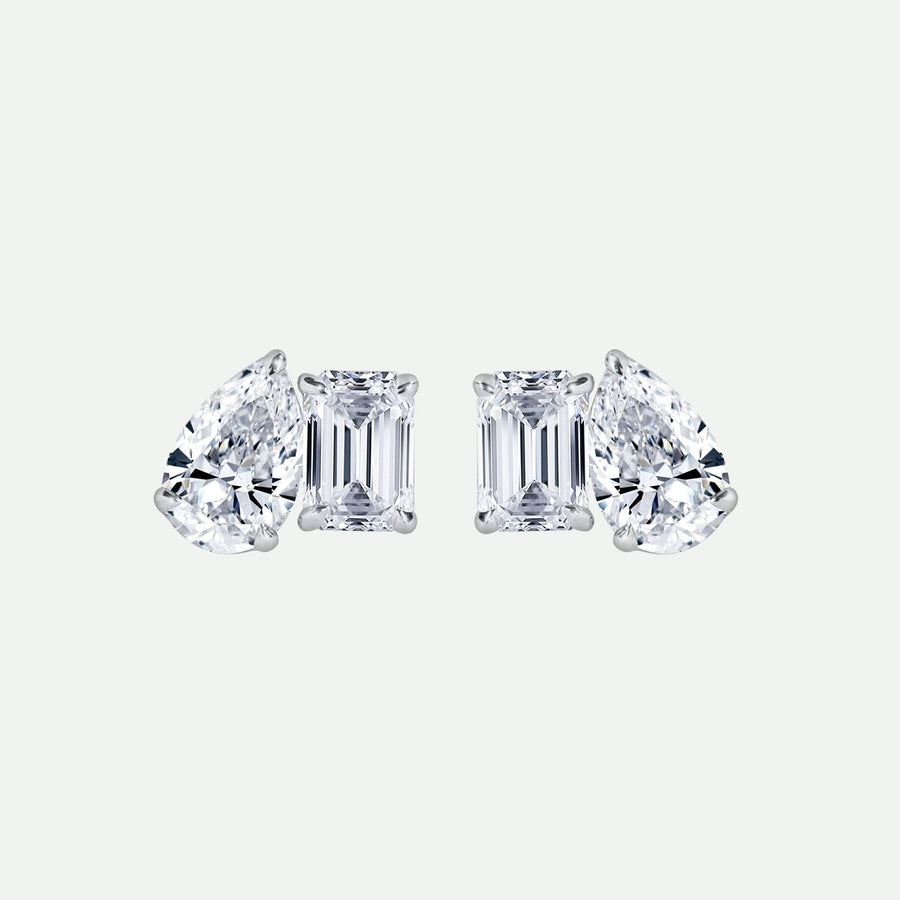 Elise Earring | 9ct White Gold 0.80ct tw Lab Grown Diamond Toi Et Moi Stud Earrings
