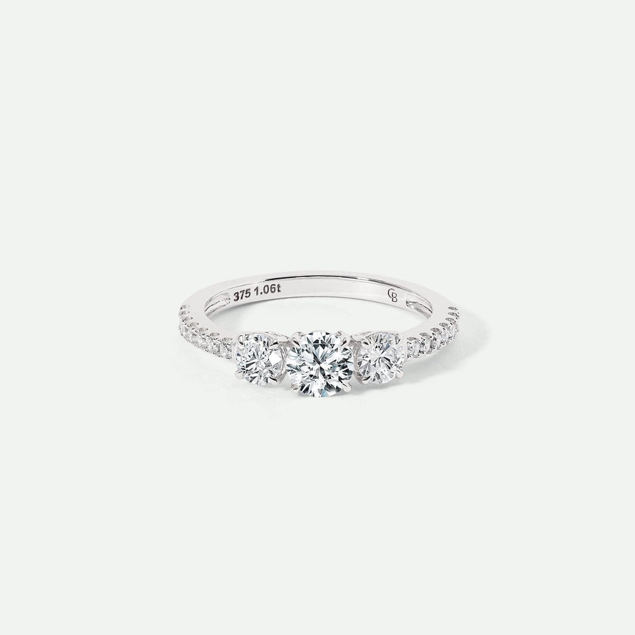 Ella | 9ct White Gold 1.06ct tw Lab Grown Diamond Three Stone Ring