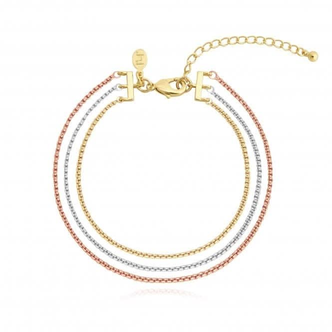 Joma Jewellery Ella Multi Chain Gold Silver Rose Gold 18cm 3cm