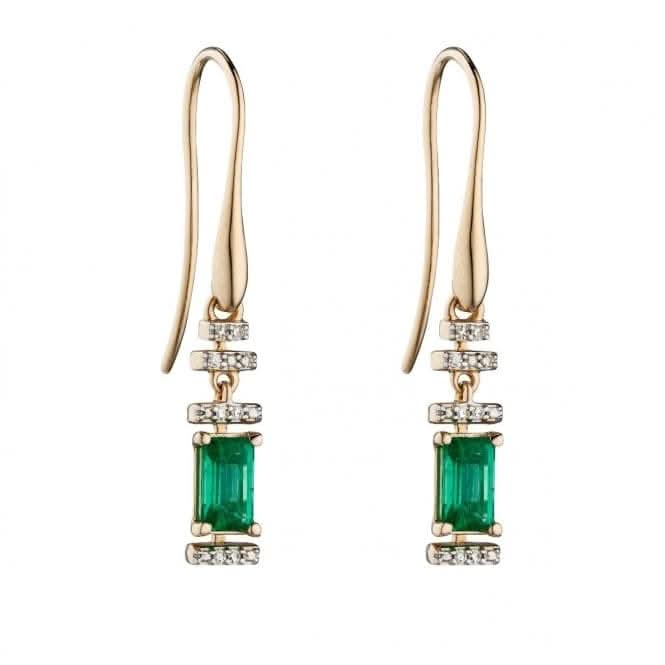 Emerald Yellow Gold Baguette Diamond Deco Earrings GE2304GElements GoldGE2304G