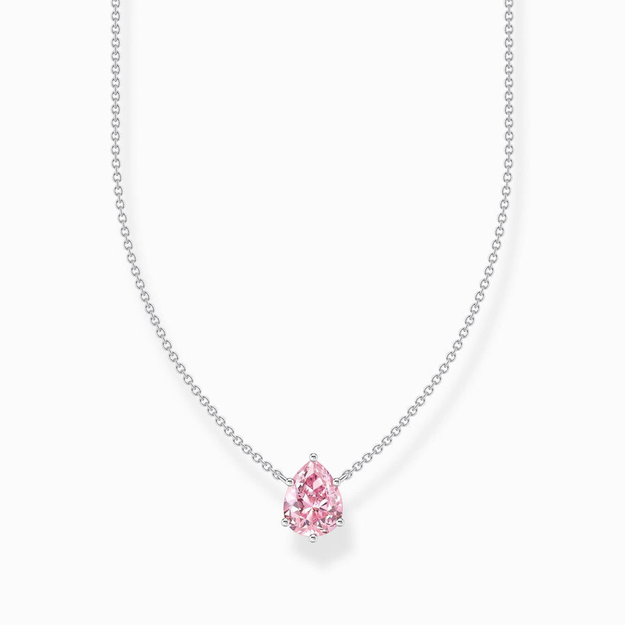 Essentials Sterling Silver Drop-Shaped Pink Zirconia Necklace KE2213-051-9-L45V