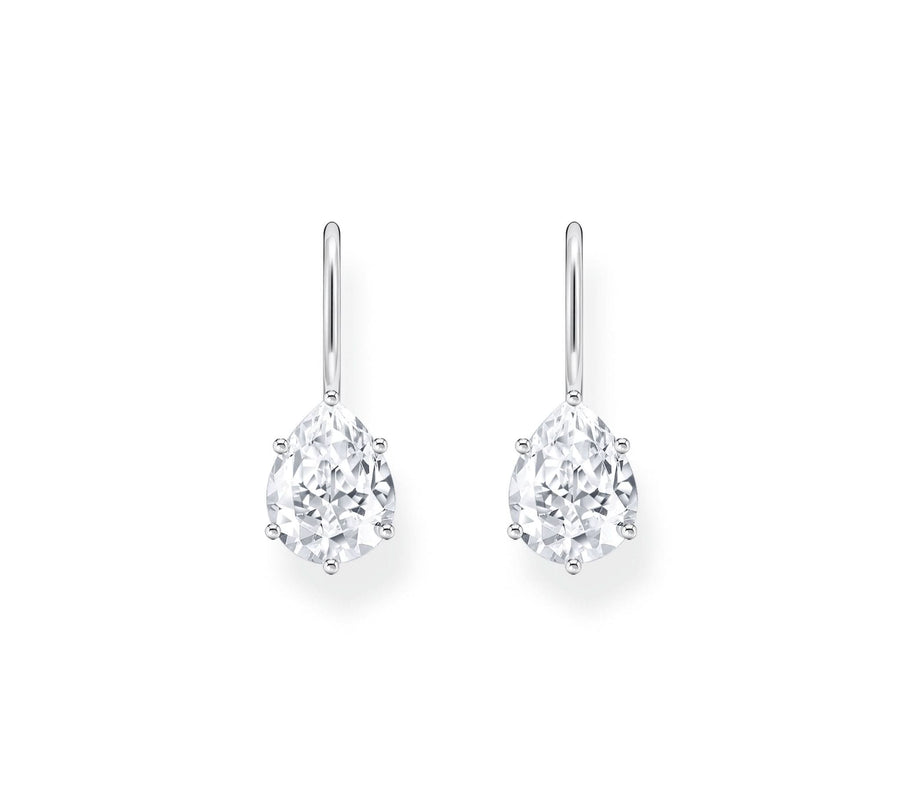 Essentials Sterling Silver Drop-Shaped White Zirconia Earrings H2290-051-14