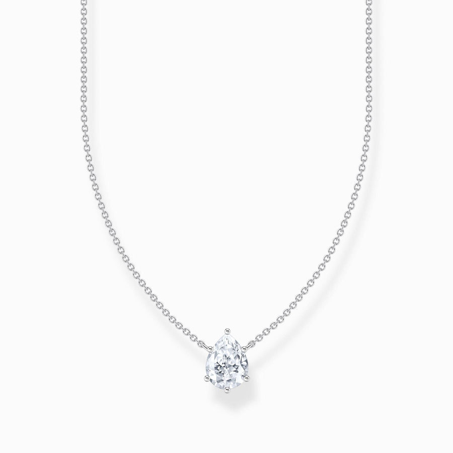 Essentials Sterling Silver Drop-Shaped White Zirconia Necklace KE2213-051-14-L45V