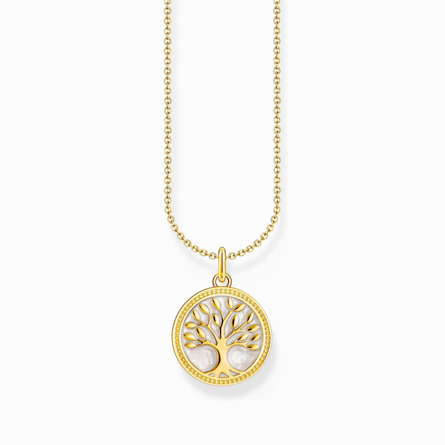 Essentials Sterling Silver Gold Plated Tree Of Love Enamel Necklace KE2220-427-39-L45V