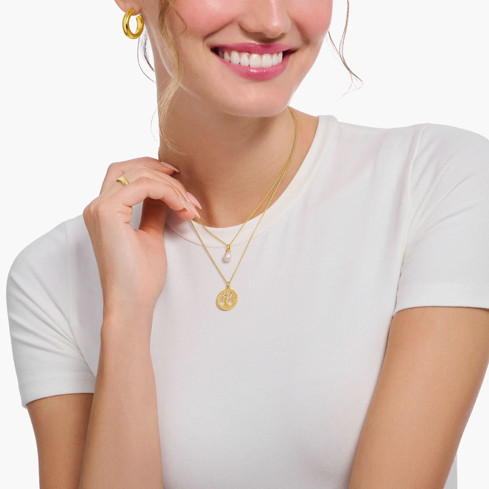 Essentials Sterling Silver Gold Plated Tree Of Love Enamel Necklace KE2220-427-39-L45V