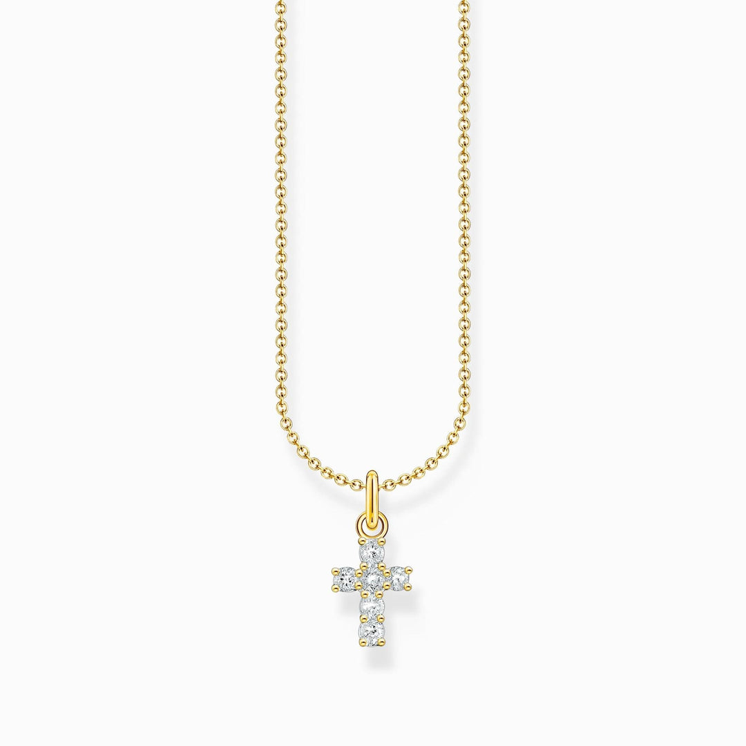 Essentials Sterling Silver Gold Plated White Zirconia Cross Necklace KE2226 - 414 - 14 - L45VThomas Sabo Charm ClubKE2226 - 414 - 14 - L45V