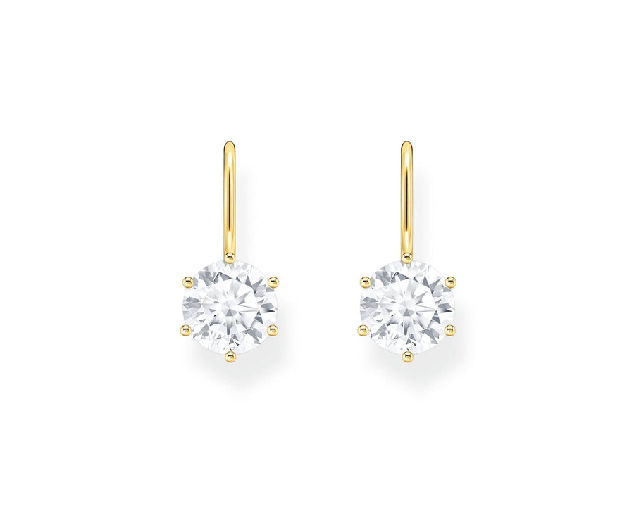 Essentials Sterling Silver Gold Plated White Zirconia Earrings H2287-414-14