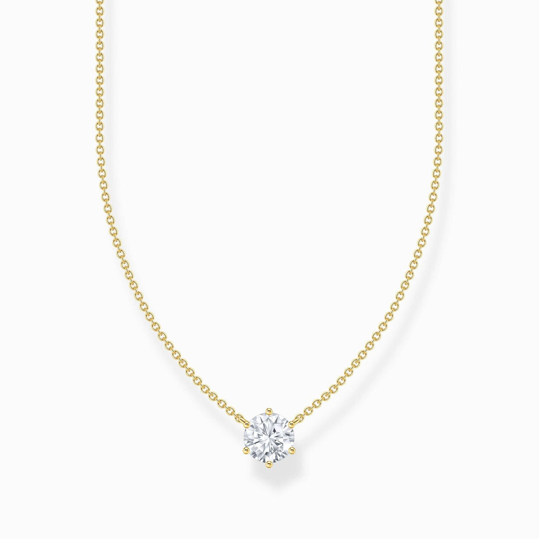 Essentials Sterling Silver Gold Plated White Zirconia Necklace KE2210 - 414 - 14 - L45VThomas Sabo Sterling SilverKE2210 - 414 - 14 - L45V