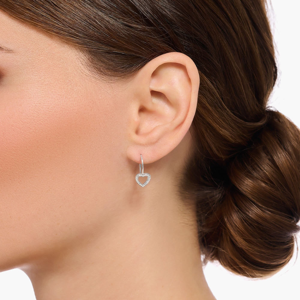 Essentials Sterling Silver Heart-Shaped Zirconia Earrings H2292-051-14