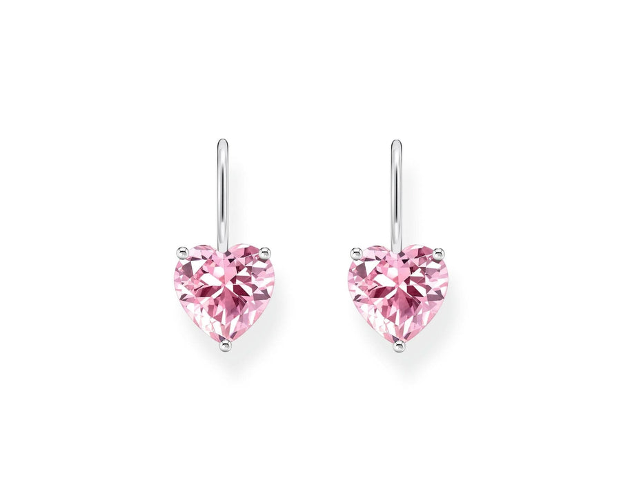Essentials Sterling Silver Pink Heart-Shaped Zirconia Earrings H2288-051-9