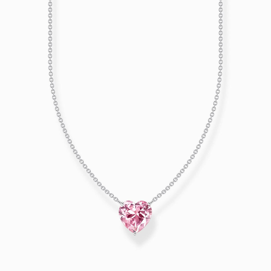Essentials Sterling Silver Pink Heart-Shaped Zirconia Necklace KE2211-051-9-L45V
