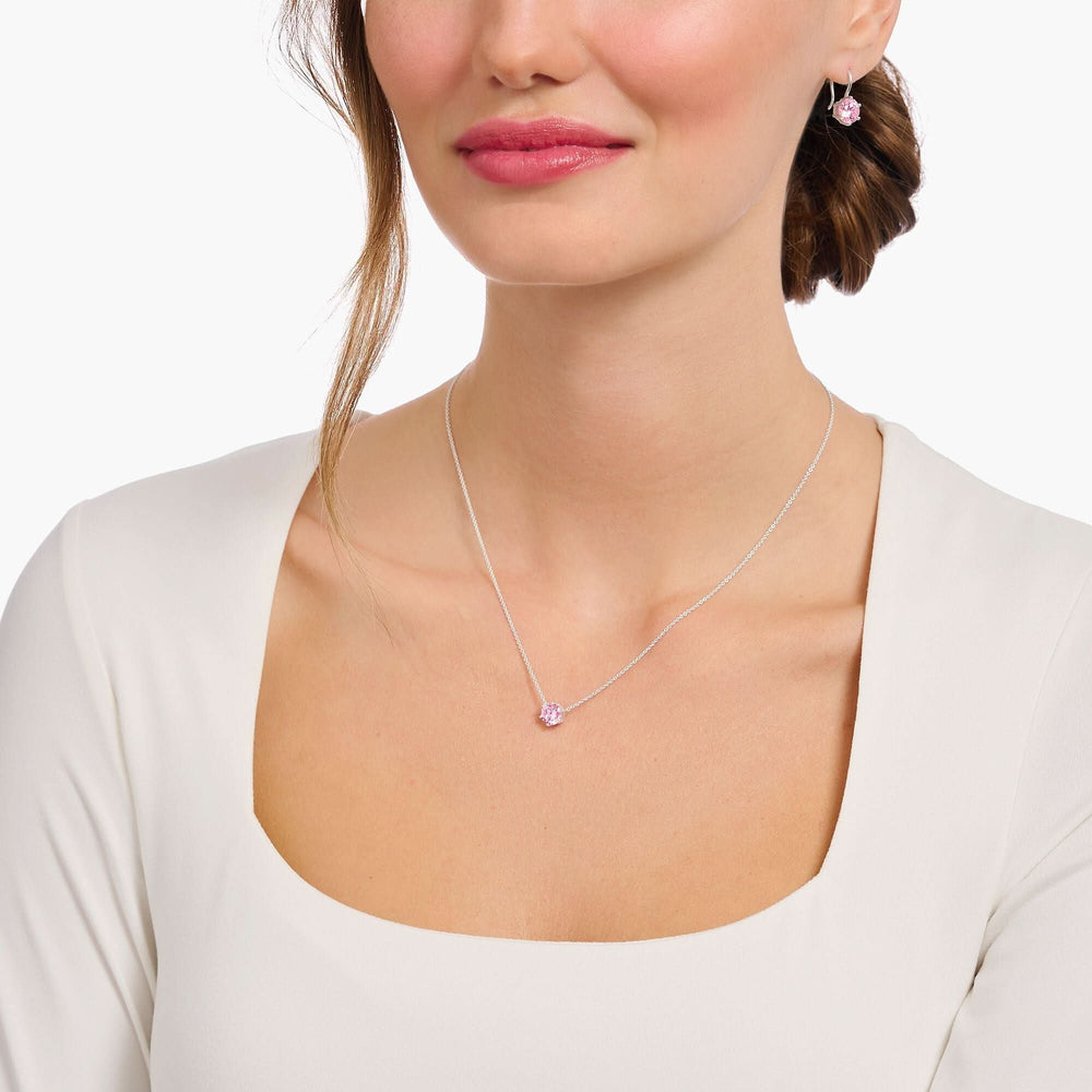 Essentials Sterling Silver Pink Zirconia Necklace KE2210-051-9-L45V