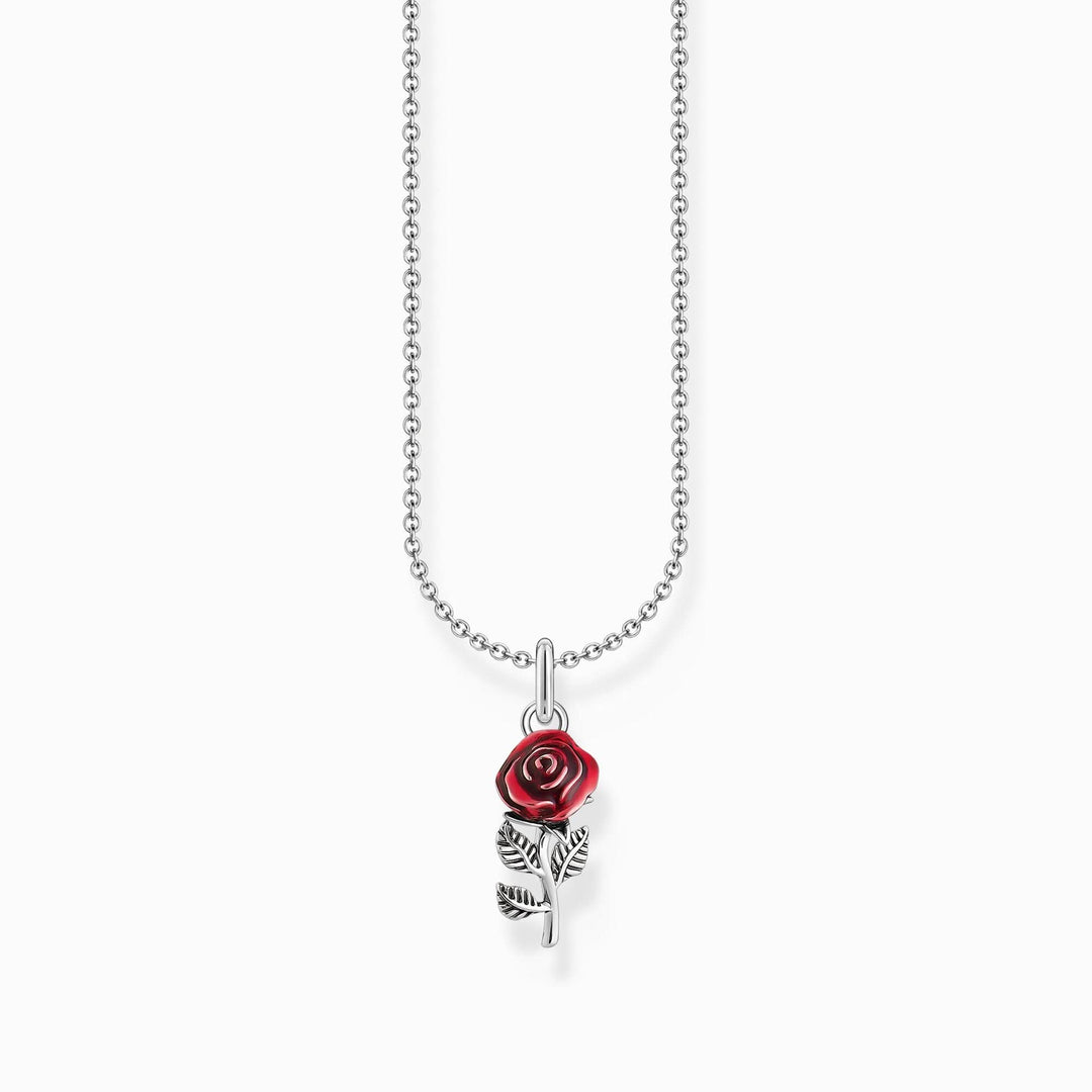 Essentials Sterling Silver Red Enamel Rose Necklace KE2219 - 664 - 10 - L45VThomas Sabo Charm ClubKE2219 - 664 - 10 - L45V