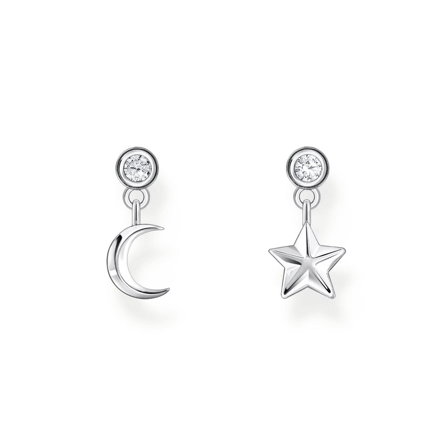 Essentials Sterling Silver Star And Moon Pendant Stud Earrings H2293-051-14