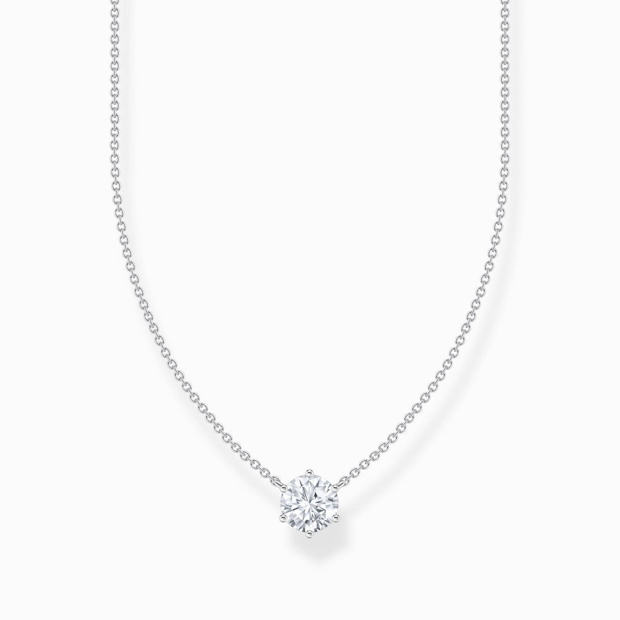 Essentials Sterling Silver White Zirconia Necklace KE2210-051-14-L45V