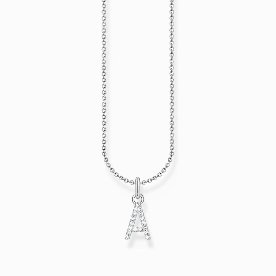 Essentials Sterling Silver With Zirconia letter A Pendant Necklace KE2240-051-14-L45V