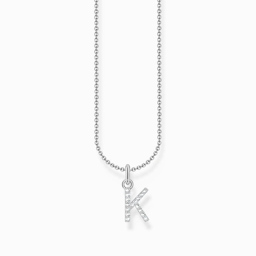 Essentials Sterling Silver With Zirconia letter K Necklace KE2250-051-14-L45V