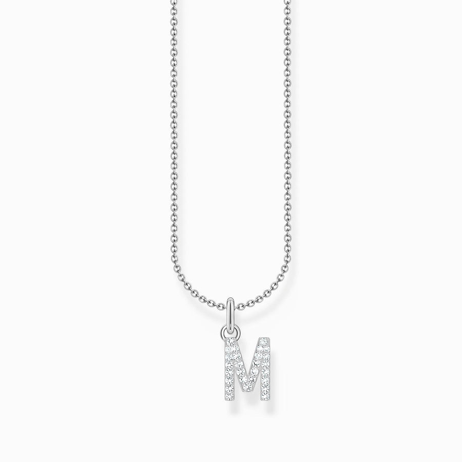 Essentials Sterling Silver With Zirconia letter M Necklace KE2252-051-14-L45V