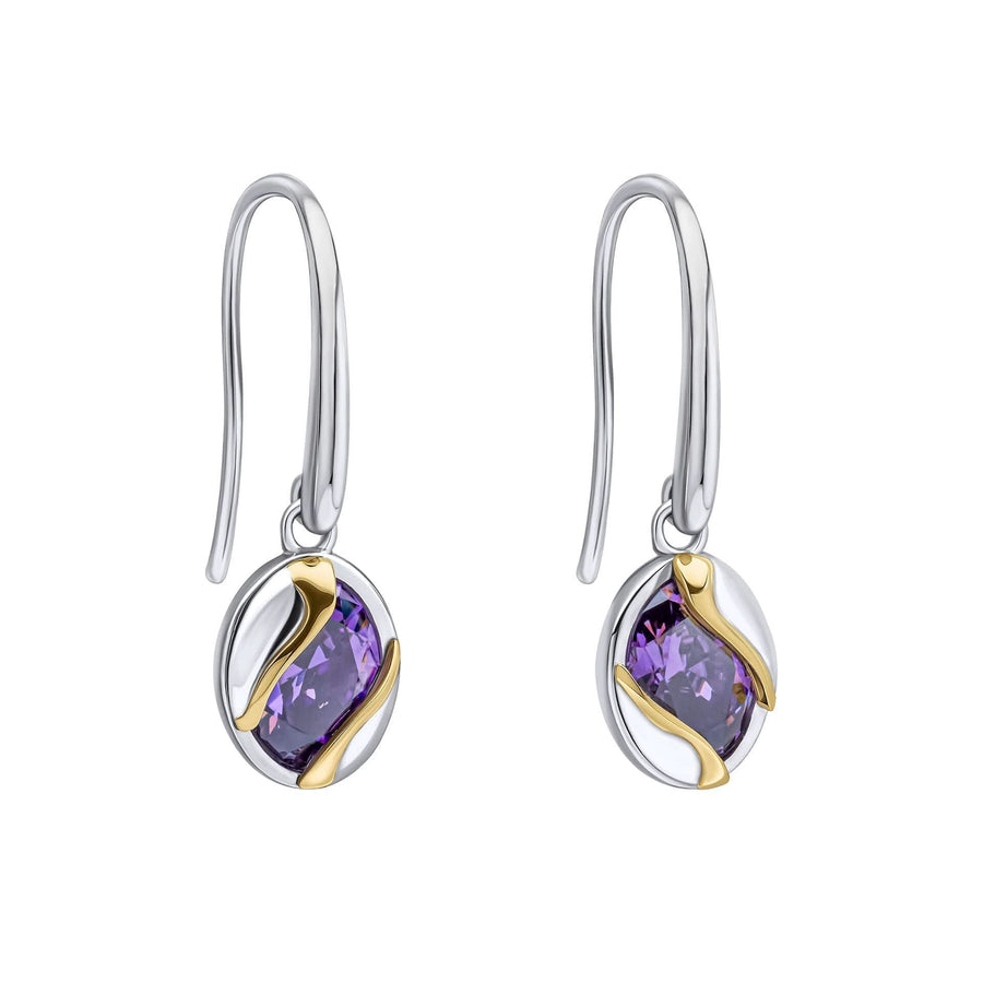 Fiorelli Silver Earrings Amethyst Cubic Zirconia E6458M