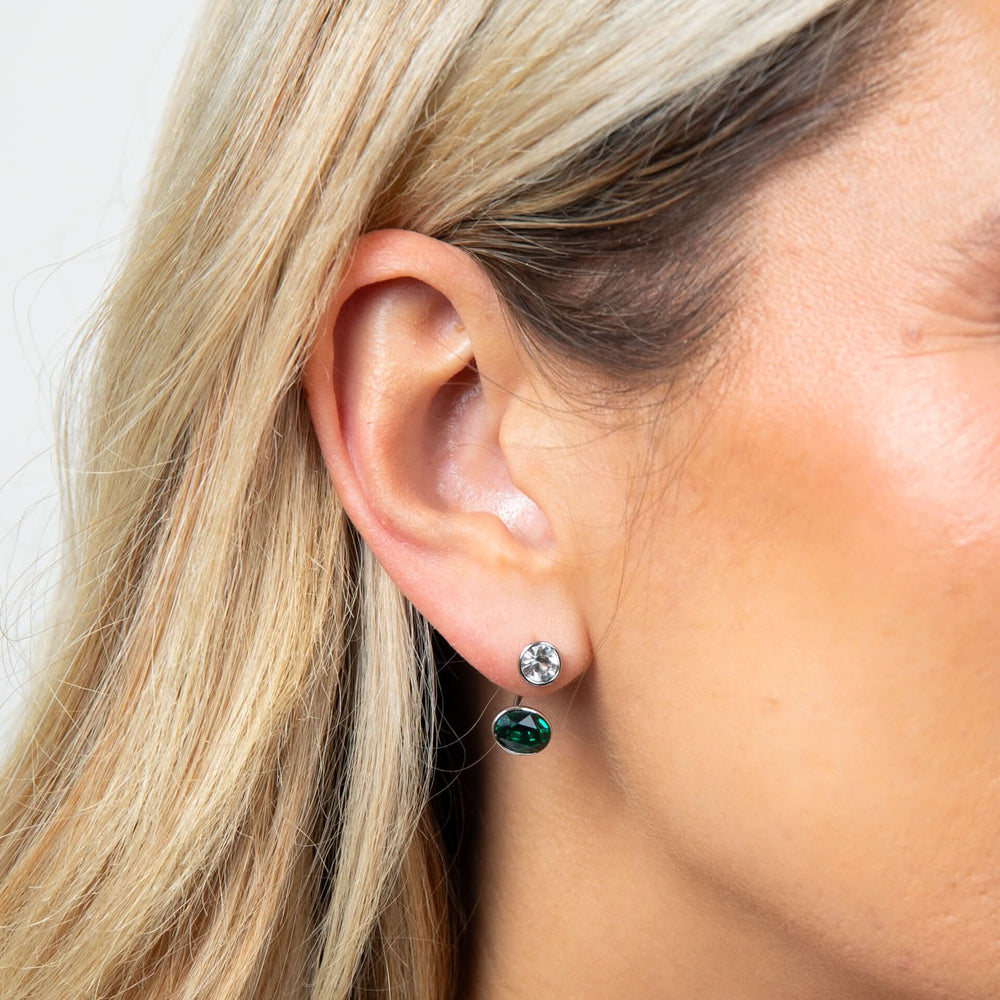 Fiorelli Silver Tanzanite Emerald Crystal Earrings E6508