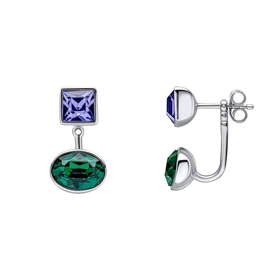 Fiorelli Silver Tanzanite Emerald Crystal Earrings E6508