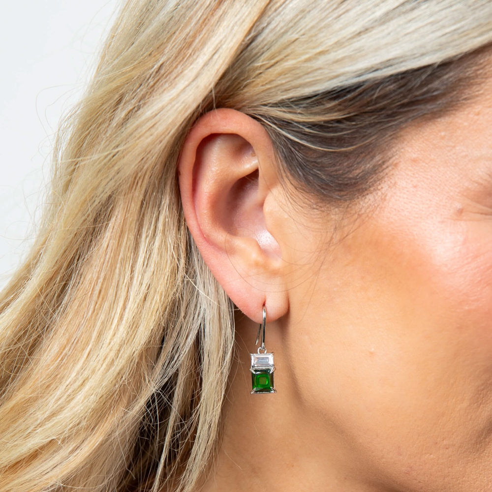 Fiorelli Silver White Green Cubic Zirconia Earrings E6505