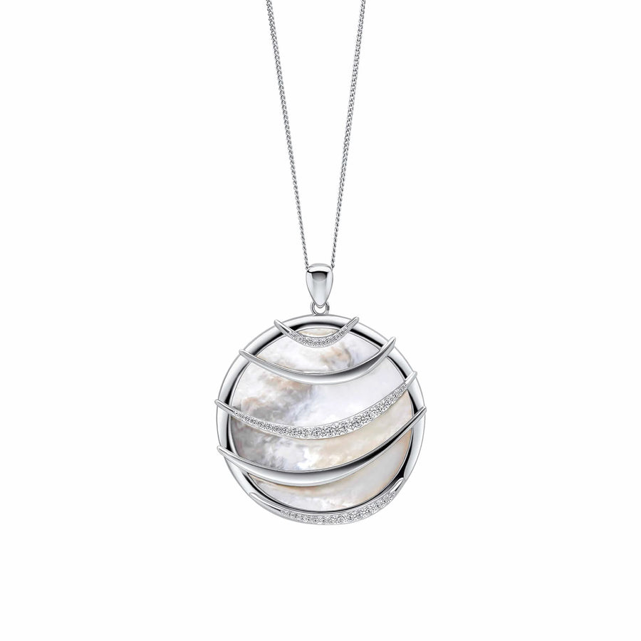 Fiorelli Silver Zirconia Mother of Pearl Pendant P5435W