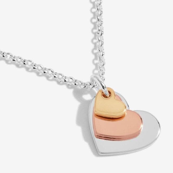 Florence Graduating Hearts Silver Rose Gold And Gold 46cm + 5cm Necklace 6393Joma Jewellery6393