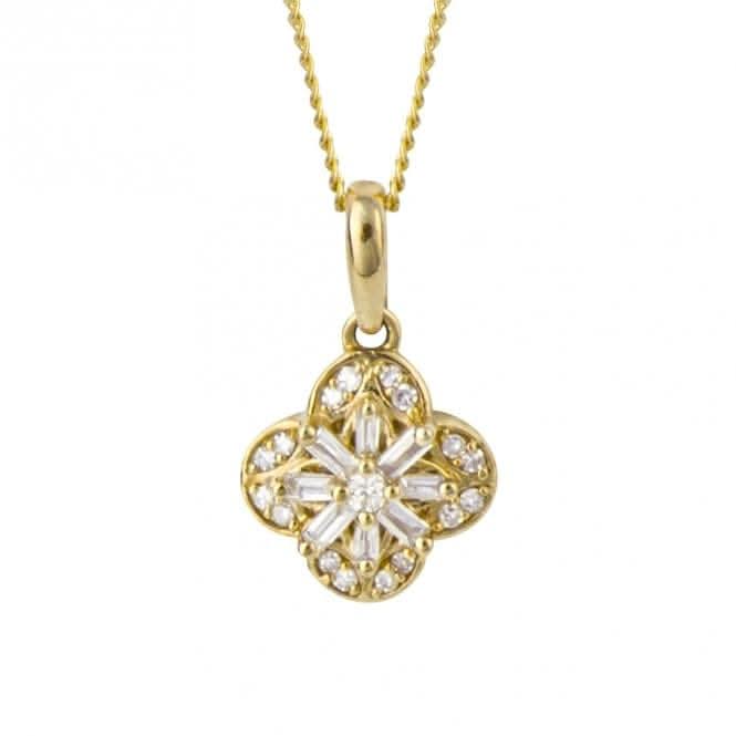 Flower Diamond 9ct Yellow Gold Pendant GP1002