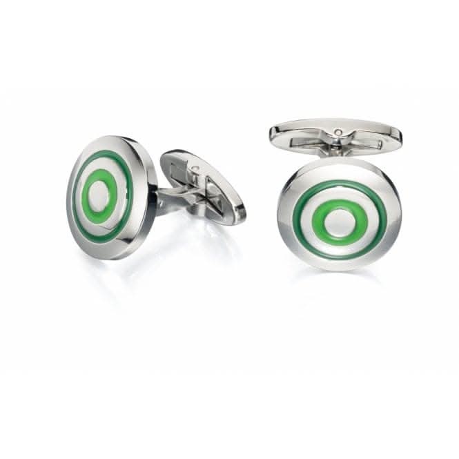 Fred Bennett Green Enamel Round Cufflinks V505
