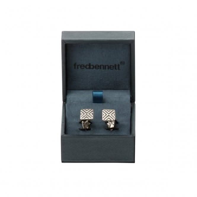 Fred Bennett Stainless Steel Black Stripe Barrel Shape Cufflinks V522