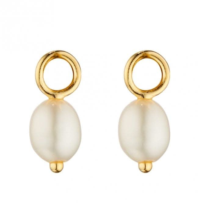 Fresh Water Pearl Assembled Hoop Yellow Gold Hoop Earring GY017W