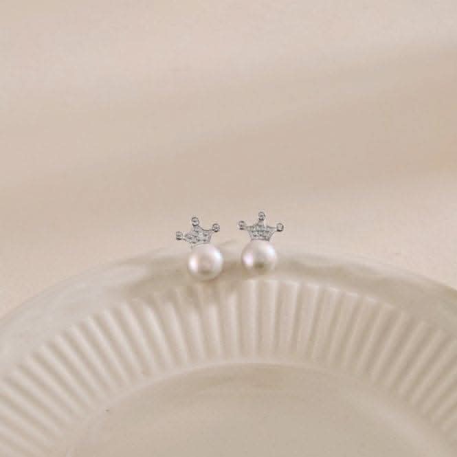 Fresh Water Pearl Sparkling Crown Earrings ERLE074Ellie Rose LondonERLE074