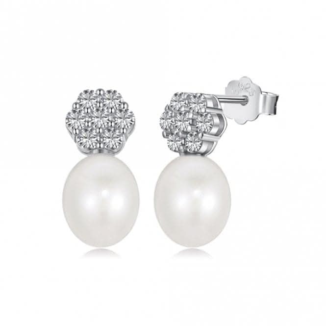 Fresh Water Pearl Sparkling Stone Dropper Earrings ERLE029