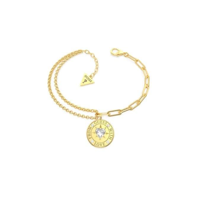 From Guess Love Double Chain 17mm Gold Bracelet UBB70001-L