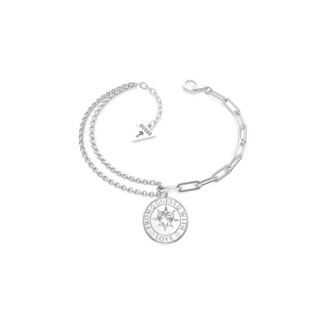 From Guess Love Double Chain 17mm Silver Bracelet UBB70000-L
