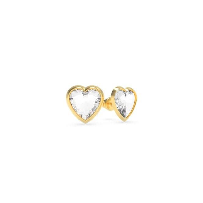 From Guess With Love Crystal Heart Gold Stud Earrings UBE70040