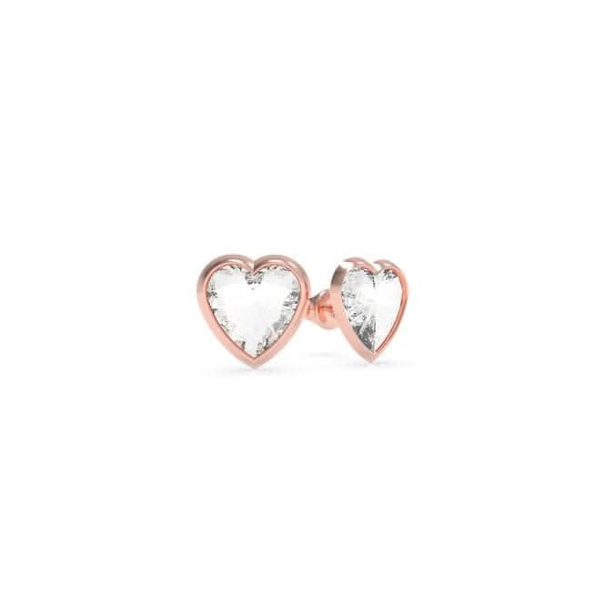 From Guess With Love Crystal Heart Rose Gold Stud Earrings UBE70041Guess JewelleryUBE70041