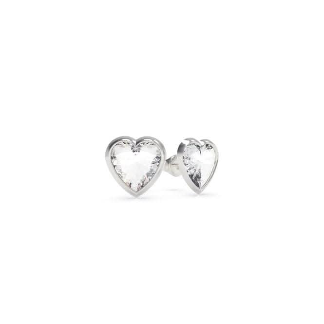 From Guess With Love Crystal Heart Silver Stud Earrings UBE70039Guess JewelleryUBE70039