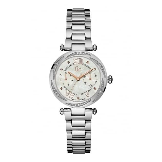 Gc Ladychic Ladies White and Silver Tone Watch Y06111L1