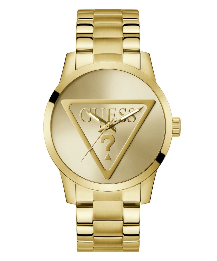 Guess Gents Badge Gold Tone Stainless Steel Watch GW0782G1